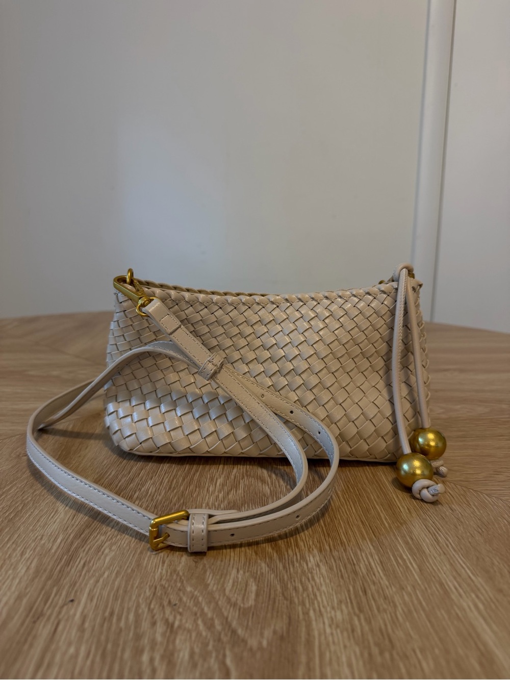 By Anthropologie Woven Mini Sling Crossbody Bag Cream